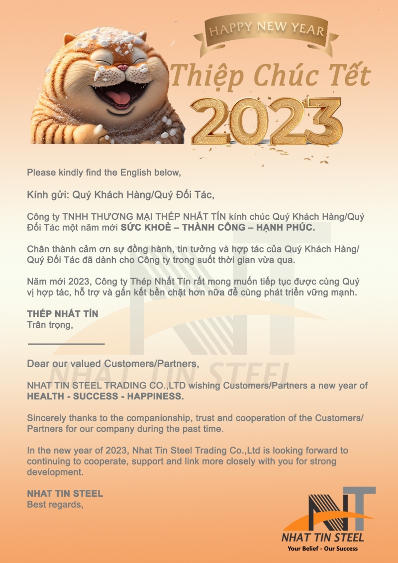 NHAT TIN STEEL TRADING CO., LTD WOULD LIKE TO SEND HAPPY NEW YEAR 2023
