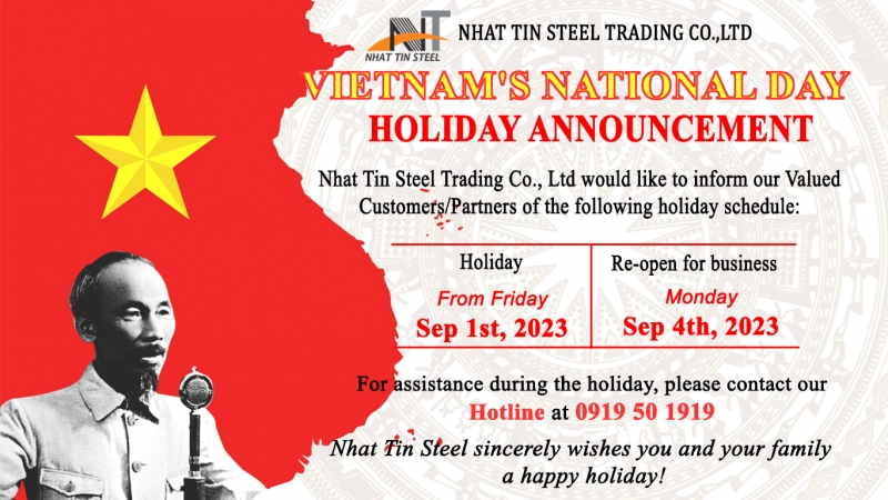 2023 VIETNAM'S NATIONAL DAY HOLIDAY ANNOUNCEMENT