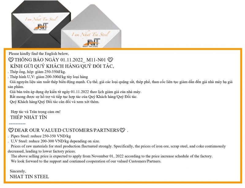 UPDATE ANNOUNCEMENT DATE 01.11.2022_ M11-N01