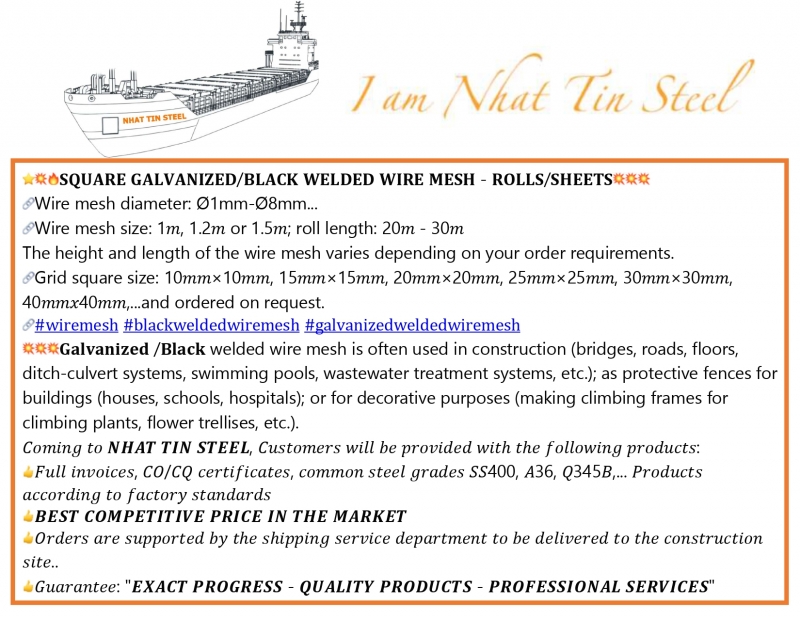 SQUARE GALVAZIED/BLACK WELDED WIRE MESH