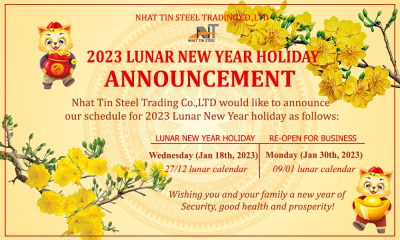 2023 LUNAR NEW YEAR HOLIDAY ANNOUNCEMENT