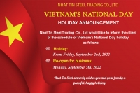 2022 VIETNAM'S NATIONAL DAY HOLIDAY ANNOUNCEMENT