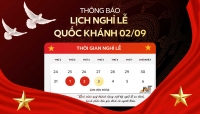 TH&Ocirc;NG B&Aacute;O LỊCH NGHỈ LỄ QUỐC KH&Aacute;NH 02/09/2026